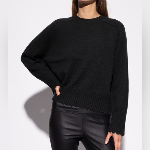 All Saints Kiera Cashmere Black Sweater Oversized Relaxed Fit Crewneck Size M - Picture 2 of 9